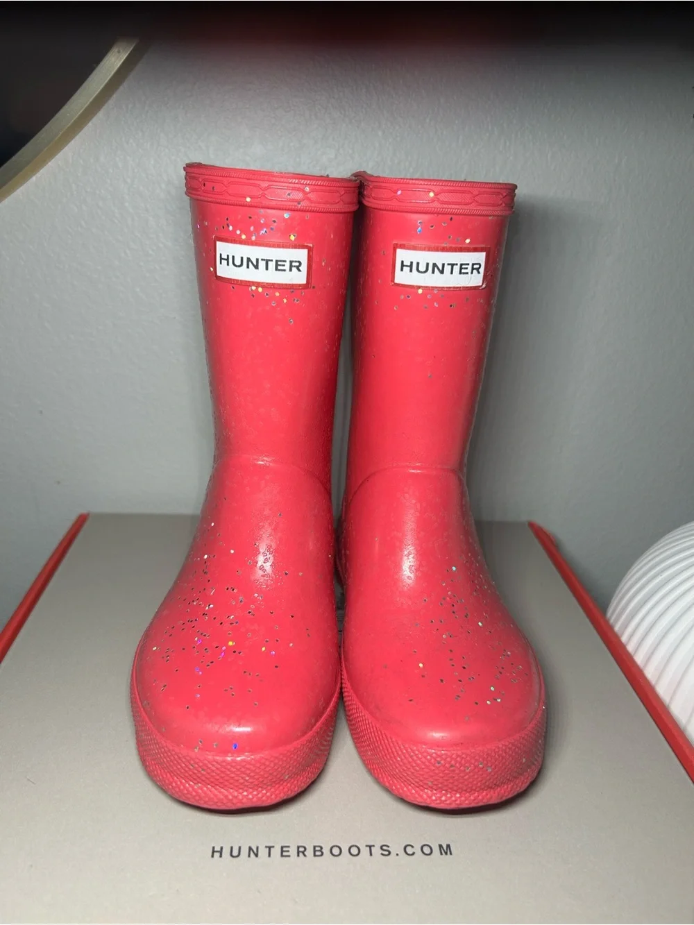 Hunter Kids pink Glitter Rain Boots